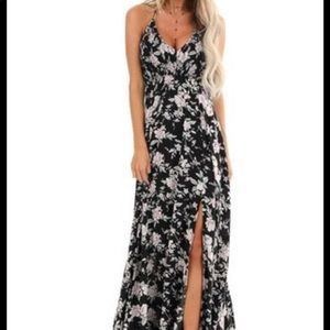 Aakaa floral maxi halter dress Small